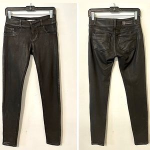 Wax Coated Black Gray Denim Skinny Jeans - Denimocracy/Sz. S